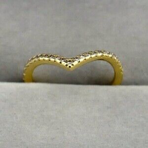 3/$20 Gold Tone Chevron V Ring Stackable white sapphire Band